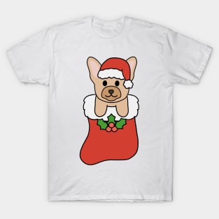 Christmas Cream French Bulldog Stocking T-Shirt